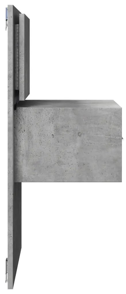 betonszürke falra szerelhető éjjeliszekrény LED-világítással