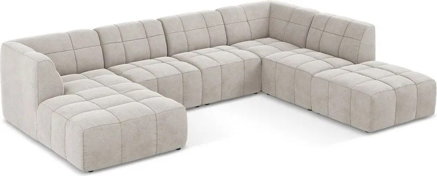 Bézs bársony (U alakú) sarokkanapé Aloha – Makamii