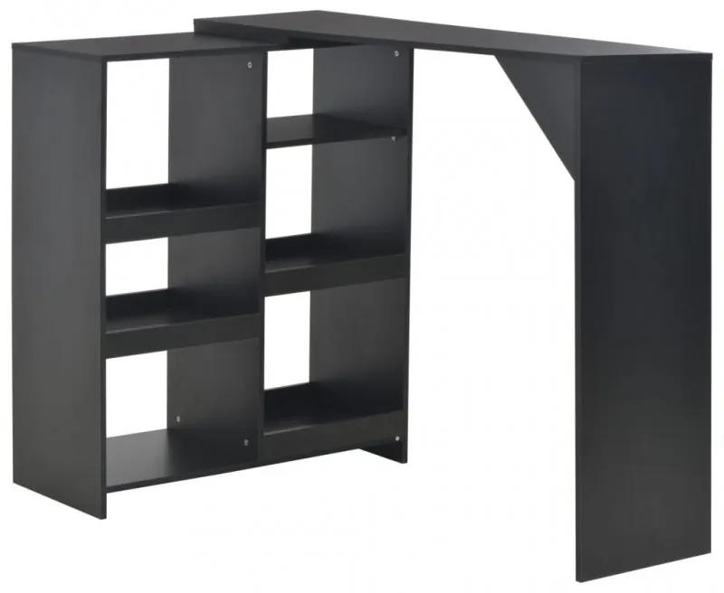 Fekete bárasztal mozgatható polccal 138 x 39 x 110 cm