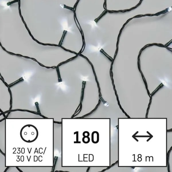 LED Karácsonyi kültéri lánc 180xLED/8 mód 23m IP44 hideg fehér