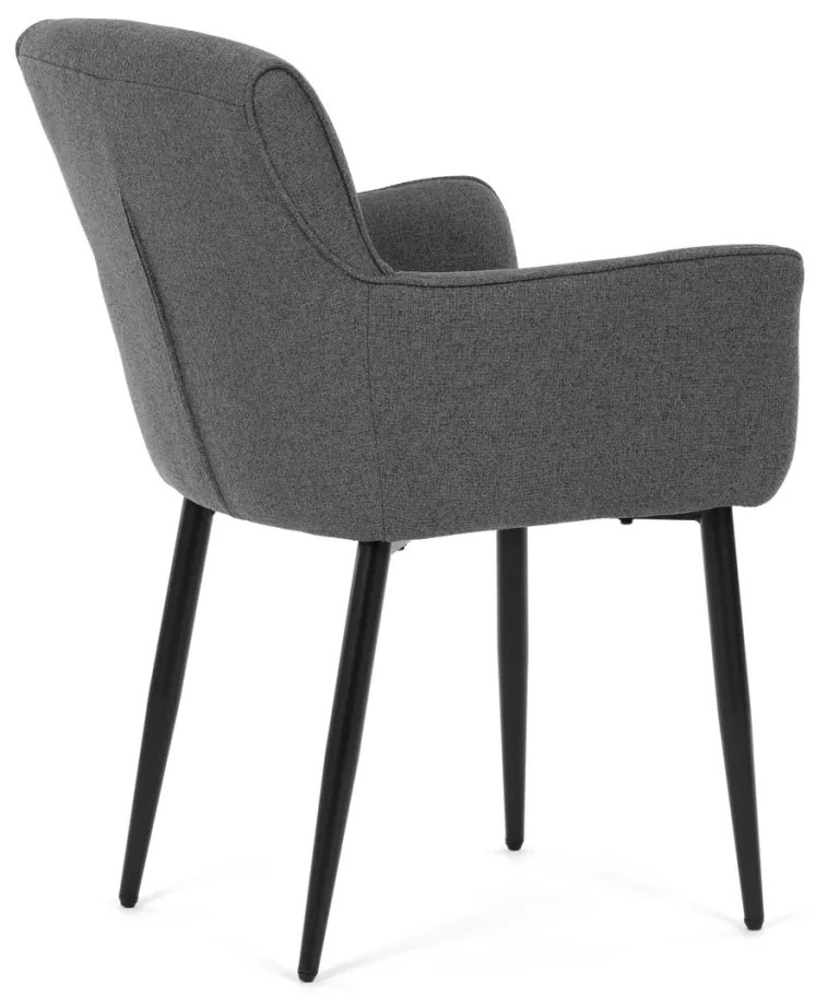 Elegáns Karos Étkezőszék, könnyen tisztítható szürke szövet, matt fekete lakkozású fém lábak