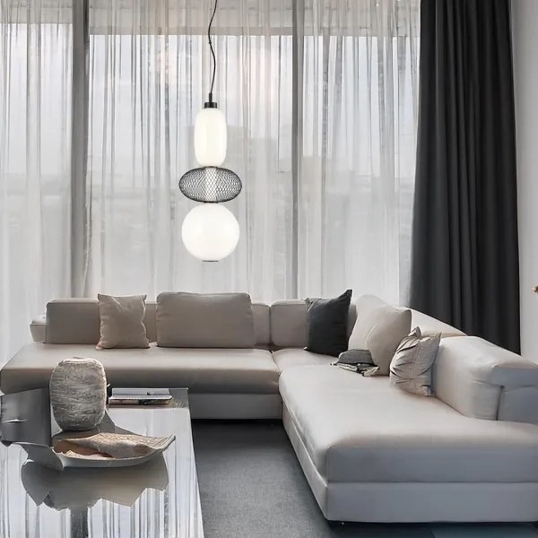 LED Csillár zsinóron ARAME LED/23W/230V átm. 22 cm fekete