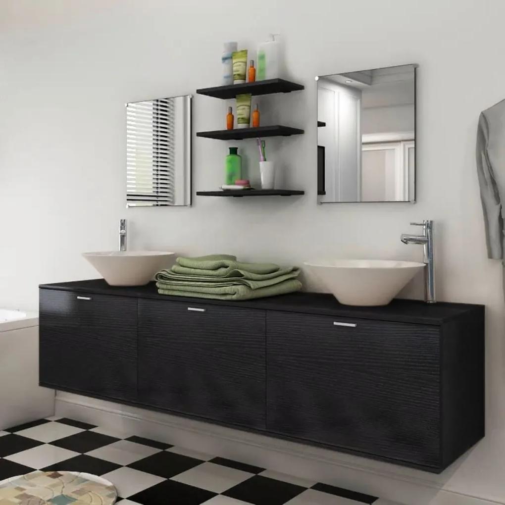 vidaXL 8 darabos fürdőszobai bútor és medence szett fekete