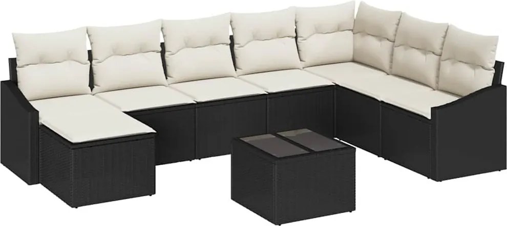 vidaXL Kerti Kanapé Szett párnával 8 pcs Barna és Krém polirattan
