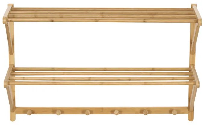 Fali Fogas Két Kalaptartóval, Bambusz, Natúr Színben, DR-B005 NAT