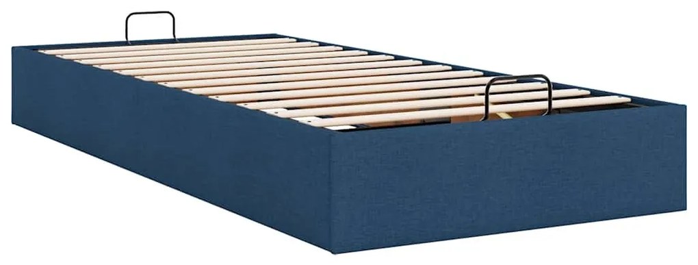 Ottomán ágykeret matrac nélkül 90x200 cm kék szövet