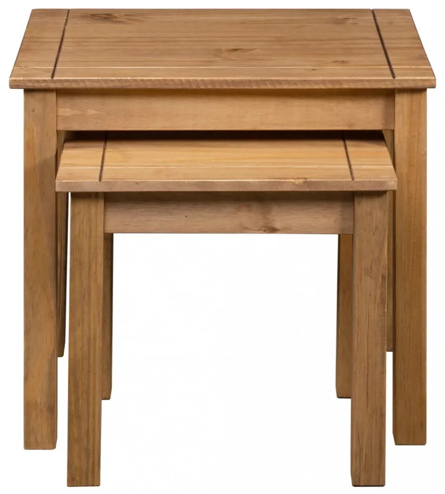 vidaXL 2 db panama stílusú tömör fenyőfa egymásba tolható asztal