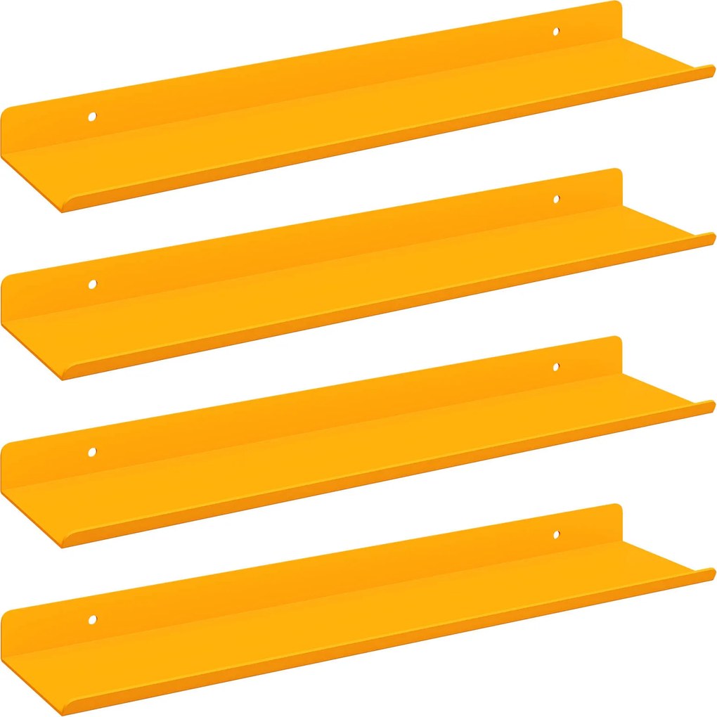 vidaXL Lebegő polc 4 pcs Mustár sárga 40 x 9 x 2,5 cm Acél