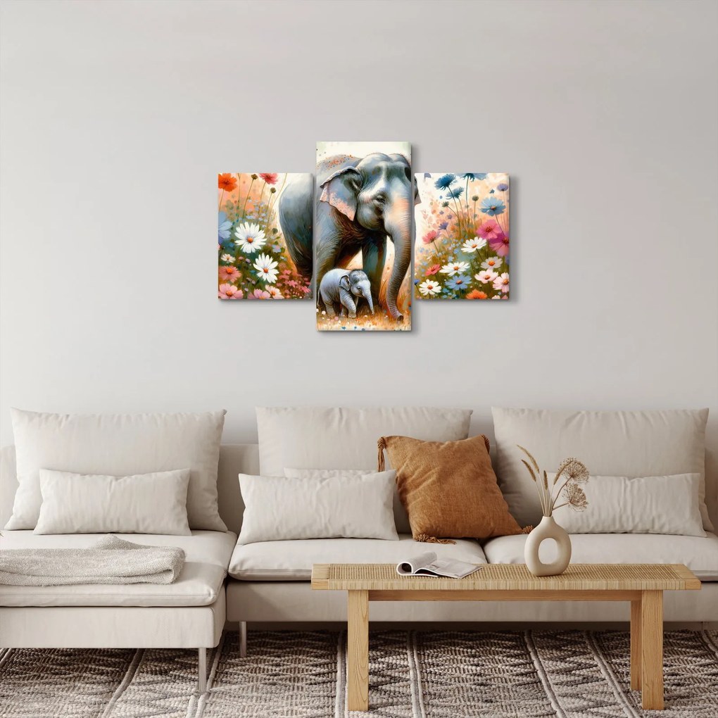 Kép - Elefánt mama, akvarell (90x60 cm)