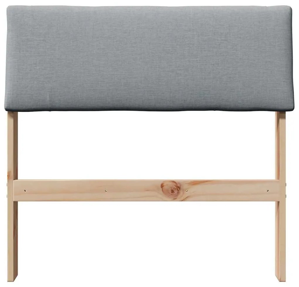 Kárpitozott fejtámla Világosszürke 75 cm Tömör fenyőfa