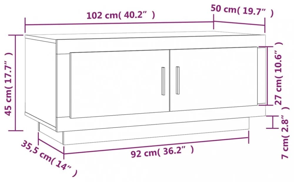 füstös tölgy színű szerelt fa dohányzóasztal 102 x 50 x 45 cm