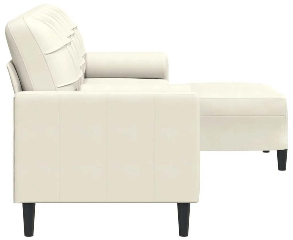 vidaXL 3 személyes krémszínű bársonykanapé lábtartóval 210 cm