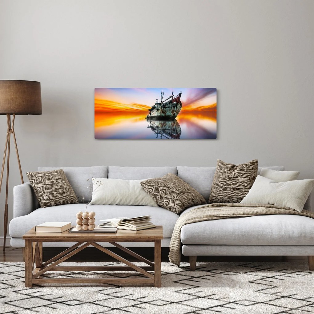 Kép - Napkelte egy hajóroncs felett (120x50 cm)