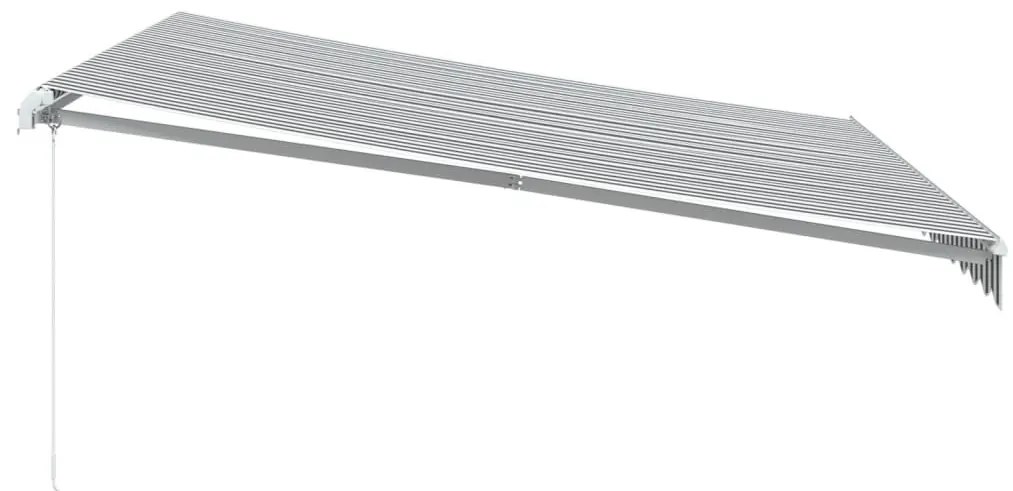 antracitszürke-fehér kézzel kihúzható napellenző 400 x 300 cm