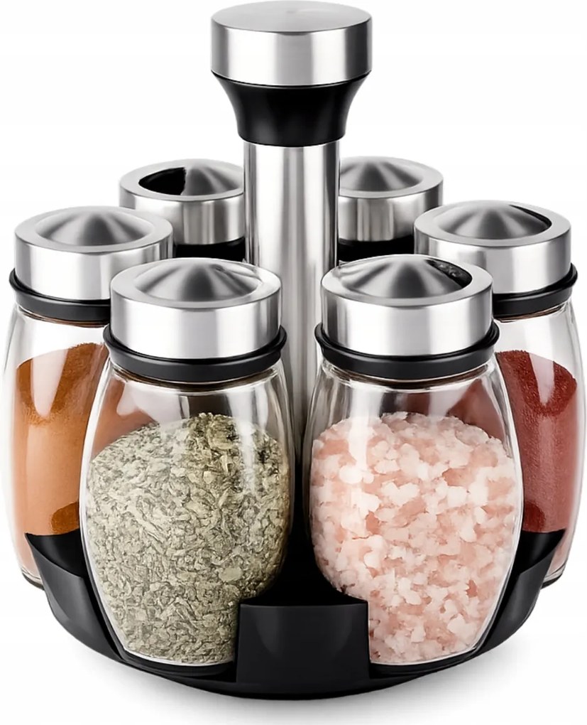 Fűszertartók Üveg Fűszertartó Forgatható Tégely 6x