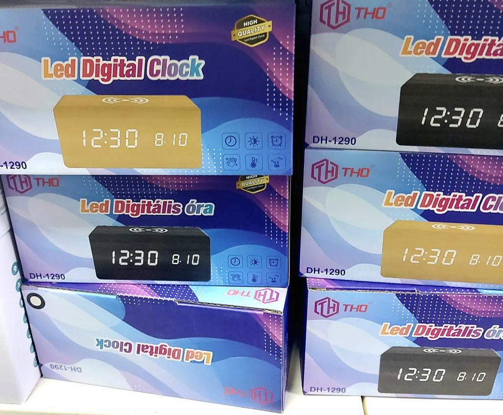 Ytaide Elegáns Fa LED Ébresztő óra Vezeték Nélküli Töltőpaddal Kettős Ébresztés