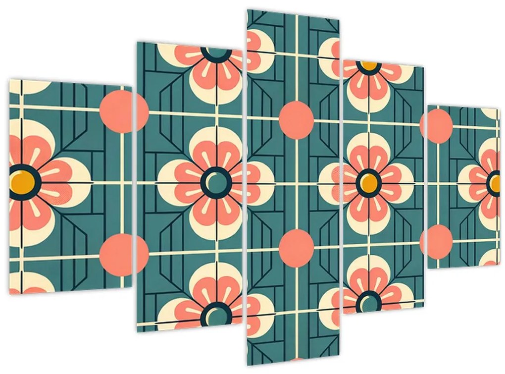 Kép - Retro virágminta (150x105 cm)
