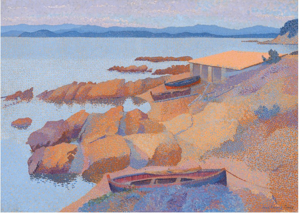 Üveg kép - Henri Edmond Cross, Calanque des Antibois, reprodukciók (70x50 cm)