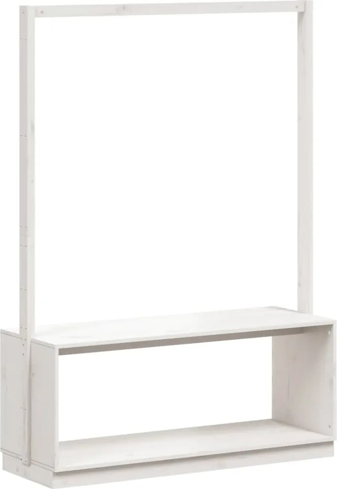 vidaXL fehér tömör fenyőfa ruhatartó cipőtárolóval 113x40x157,5 cm