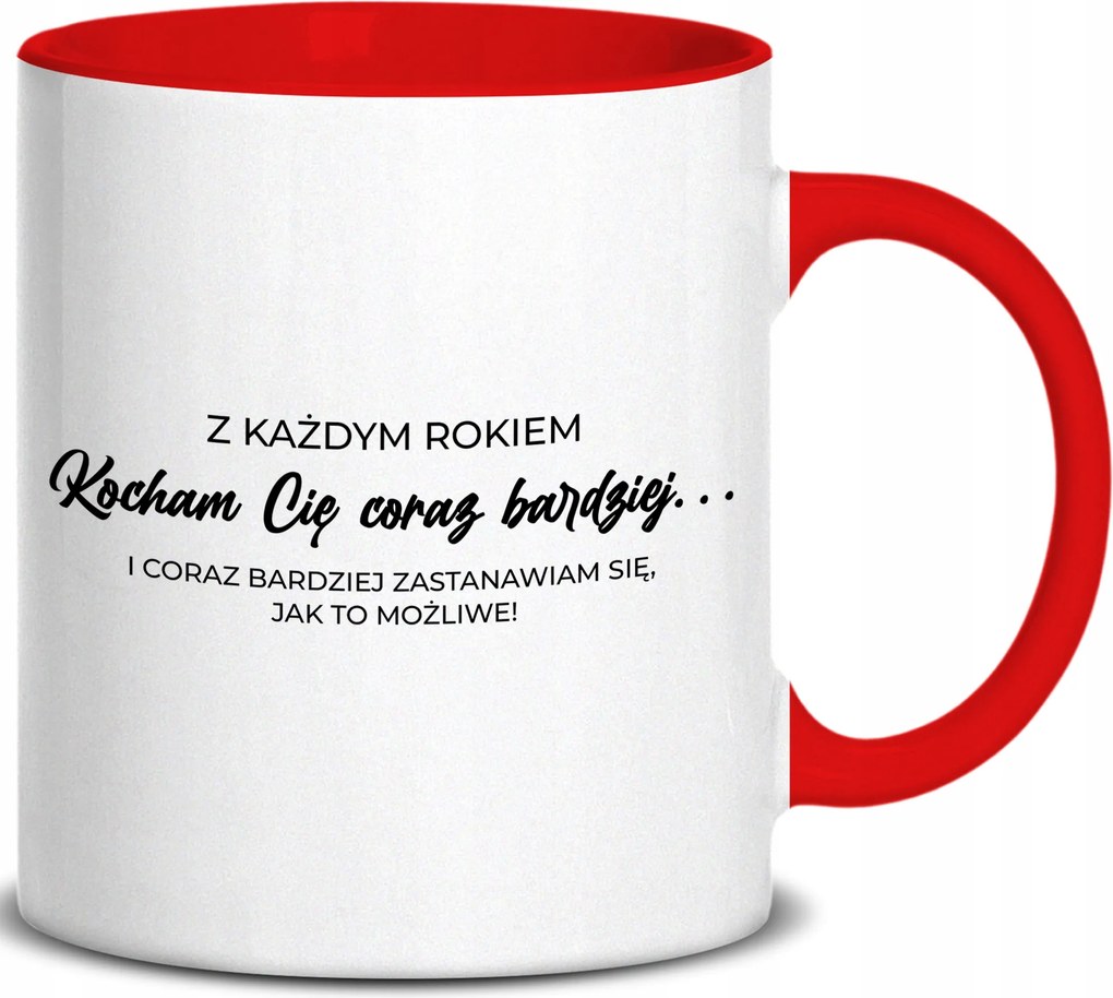 Piros füles bögre Minden Évben Egyre Jobban Szeretlek Évfordulóra