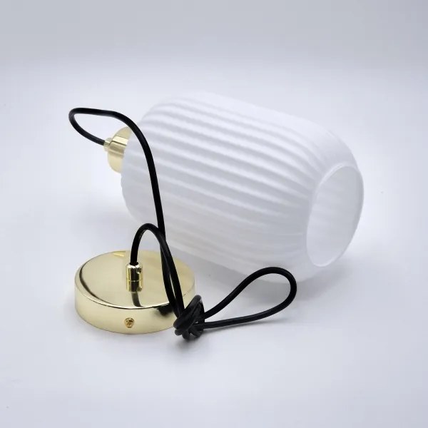 Csillár zsinóron HARMA 1xE27/15W/230V átm. 14 cm fehér/arany