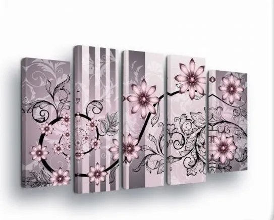 Vászonkép 150x100 Moduláris triptichon keret nélkül virágok dísz minta modern