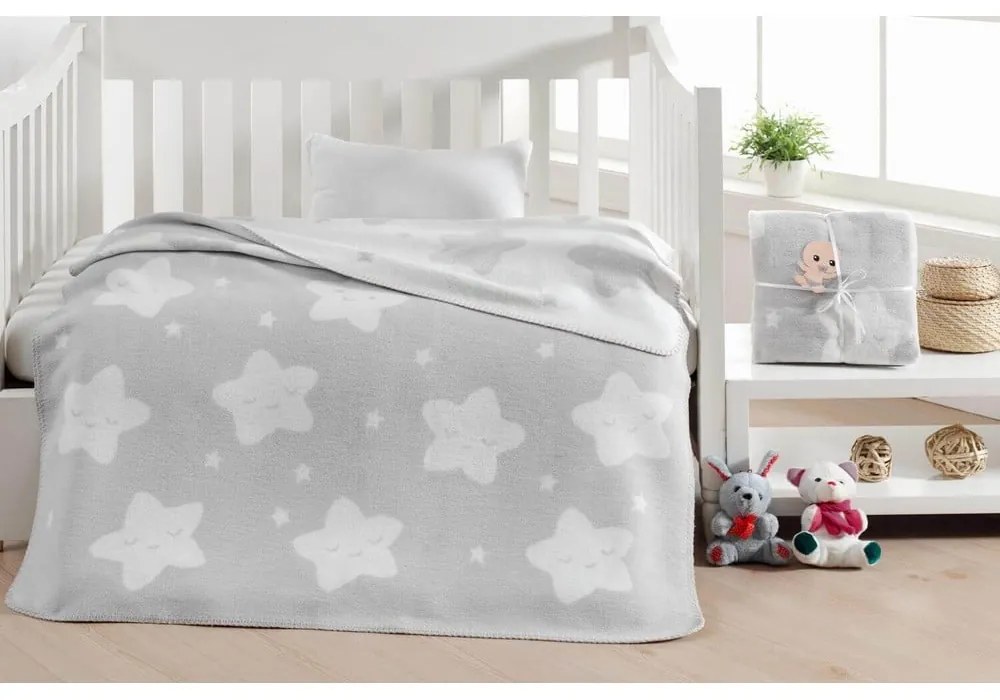 Világosszürke fleece gyerek takaró 100x120 cm Star – Mijolnir