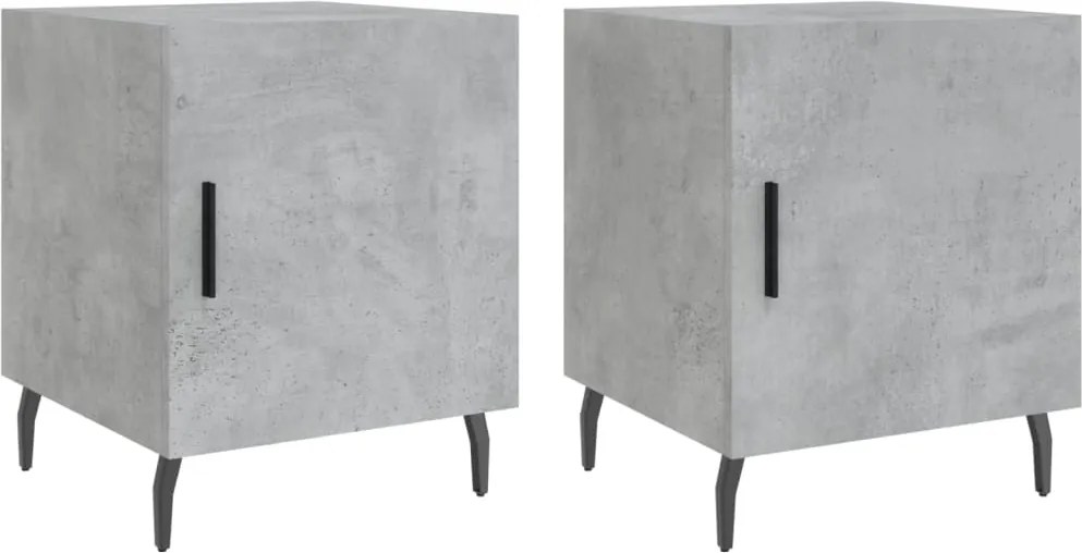 vidaXL 2 db betonszürke szerelt fa éjjeliszekrény 40 x 40 x 50 cm