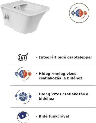 CeraStyle IBIZA fali WC - BEÉPÍTETT bidé funkcióval - rimless - perem nélküli - 51 cm