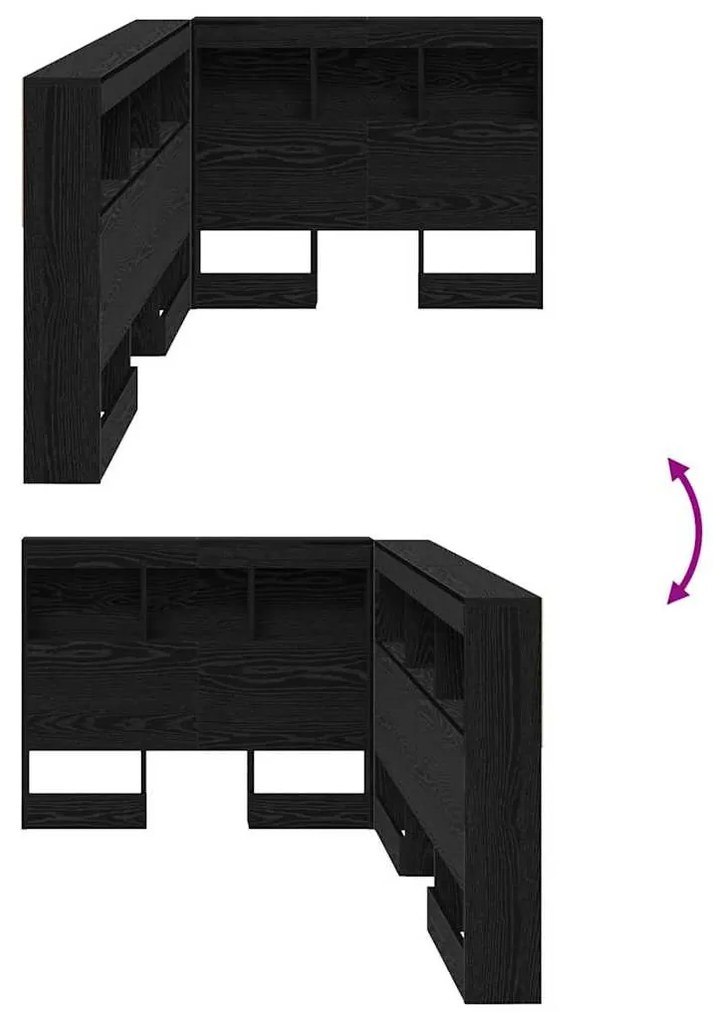 Tároló fejtámla polcokkal fejtámlával Musta tammi 75 cm Faanyag