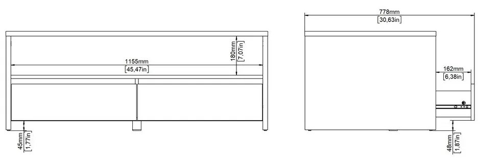 Fehér-natúr színű dohányzóasztal 60x120 cm Next – Tvilum