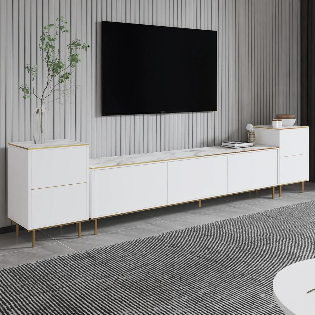 TV szekrény Imaj - Marble, White