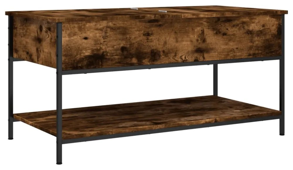 füstös tölgy szerelt fa és fém dohányzóasztal 100 x 50 x 50 cm
