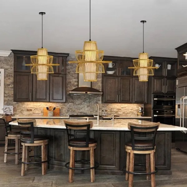 Immax 08254L - Csillár zsinóron PINCHOS 1xE27/40W/230V átm. 45 cm bambusz