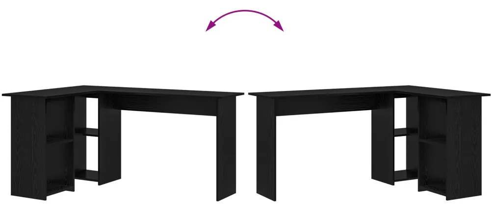 Asztal polcokkal Musta tammi 142 x 102 x 73 cm Faanyag