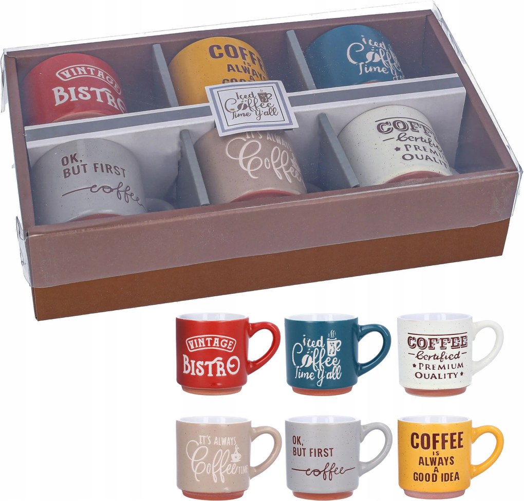 Eszpresszó kávés bögre szett 6 db-os kis kerámia bögre