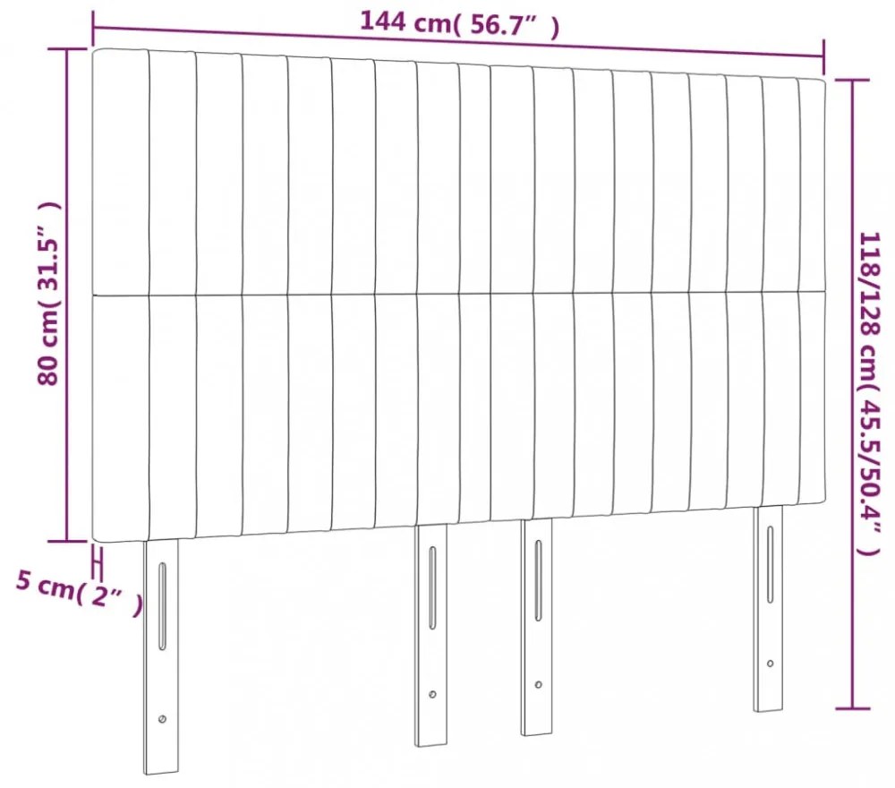 tópszínű szövet LED-es fejtámla 144x5x118/128 cm