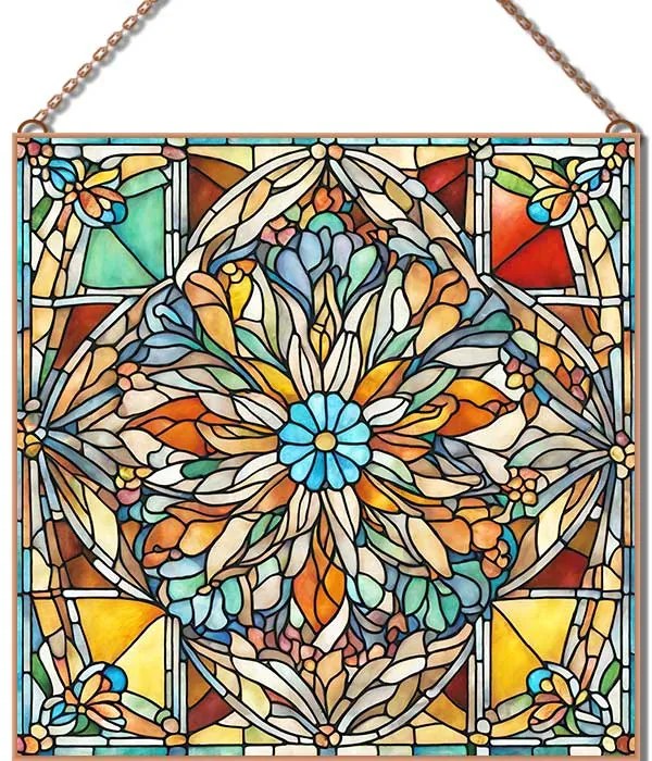 Stained-Glass-Flower-15 üvegkép, falikép