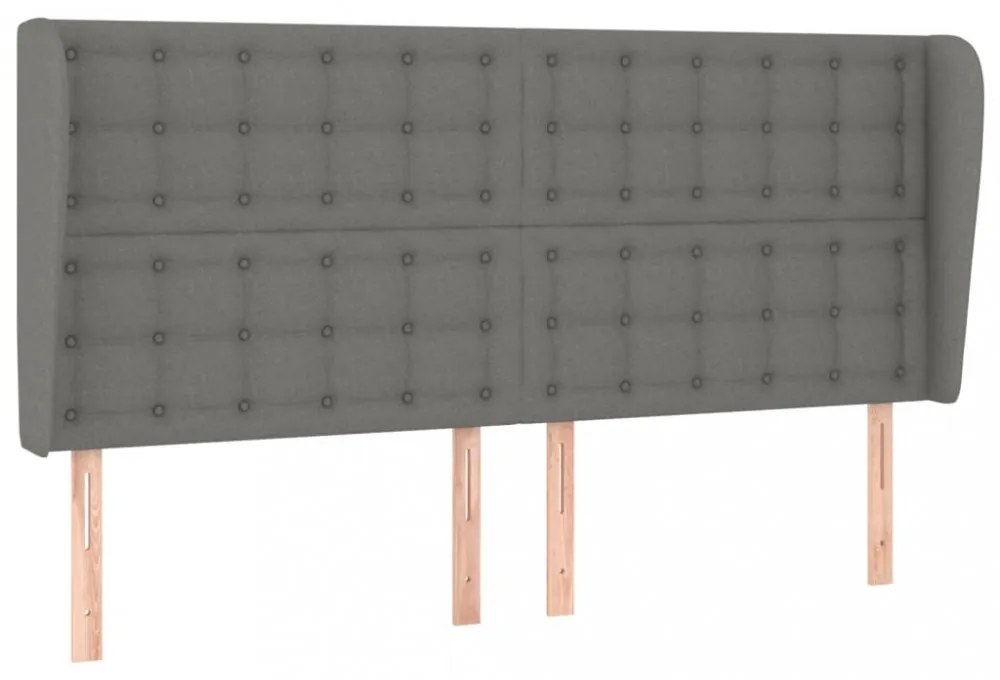 sötétszürke szövet fejtámla szárnyakkal 163 x 23 x 118/128 cm