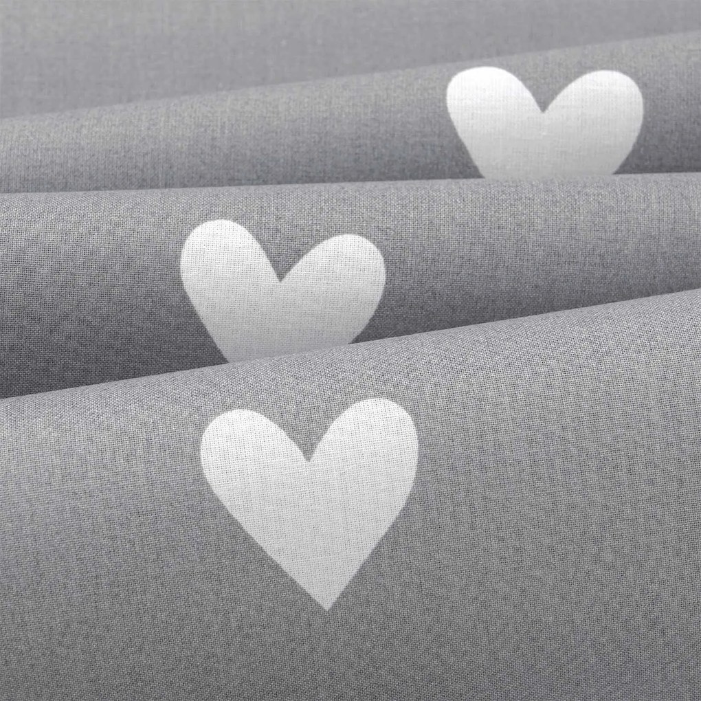 Goldea pamut drapéria - szívecskék, szürke alapon 280x150 cm