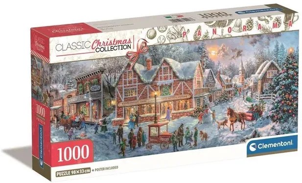 Karácsonyi falu Getting Ready 1000 db-os panorama puzzle Clementoni
