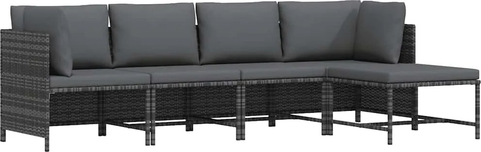 vidaXL 4 részes szürke polyrattan kerti ülőgarnitúra párnákkal