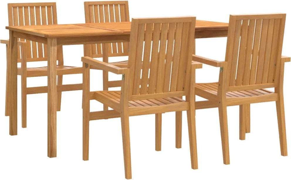 vidaXL 5 részes tömör tíkfa kerti étkezőgarnitúra
