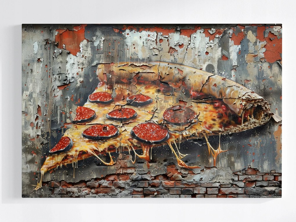 Vászonkép Canvas Graffiti Street Art Fal Tégla Pizza 120x80