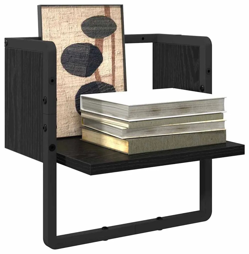 vidaXL Falpolc polcokkal Fekete tölgy 30 x 25 x 30 cm Faanyag