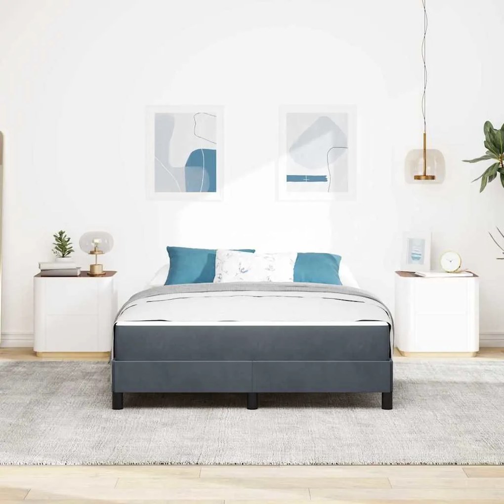 Boxspring ágy matraccal Sötétszürke 140 x 190 cm Bársony