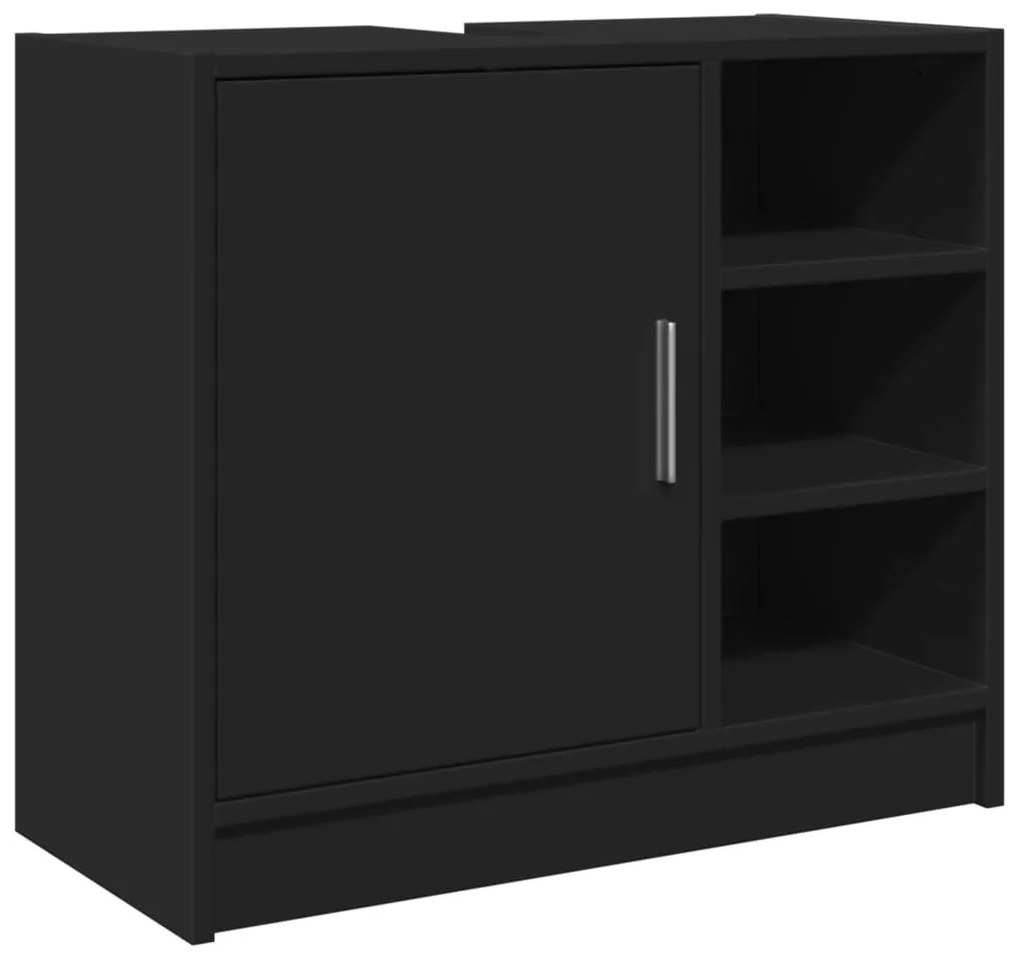 Fekete szerelt fa mosdószekrény 63 x 29 x 55 cm
