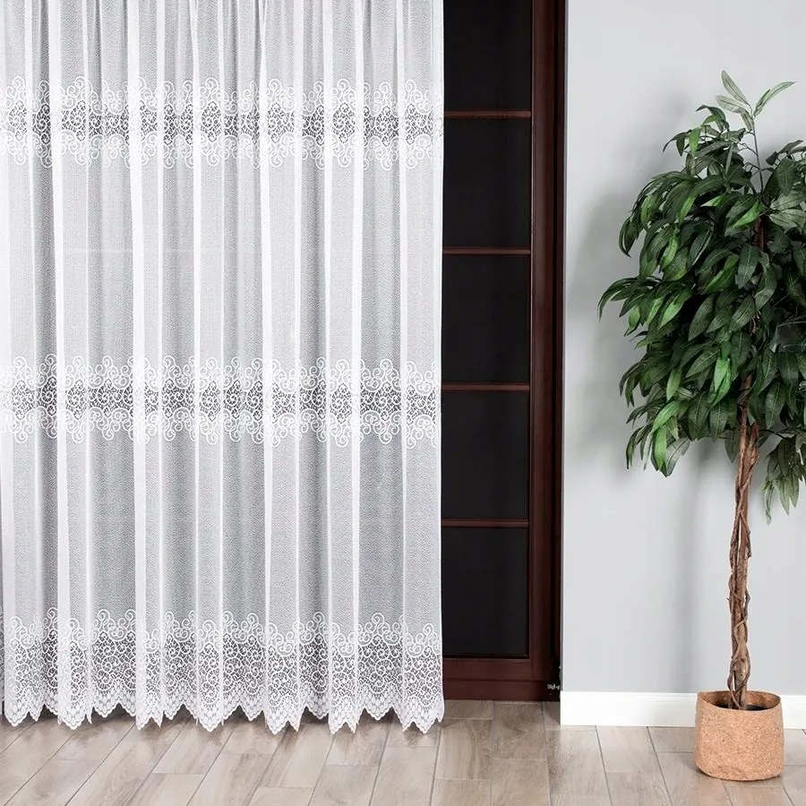 Violetta Jacquard mintás függöny 001539 magasság 250cm, fehér színben (méterenként)