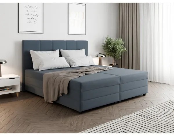 Kárpitozott ágy rugós matraccal és ágyneműtartóval ISABEL 160x200 szürke
