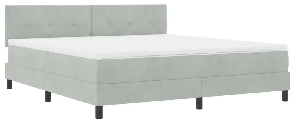 Boxspring Ágy Matraccal Világosszürke Szuper Király Bársony